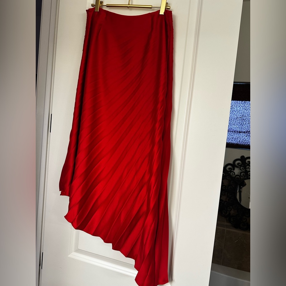 DKNY Vibrant Red A-Line Pleated Skirt - Picture 11 of 13